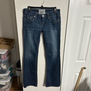 Big Star Pants Women Blue Denim Jean LIV Mid Rise BootcutEmbellished 28L